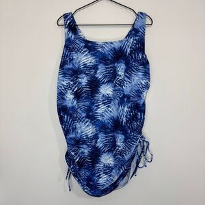 Lands End Square Neck Ruched Side One Piece 18W NWT